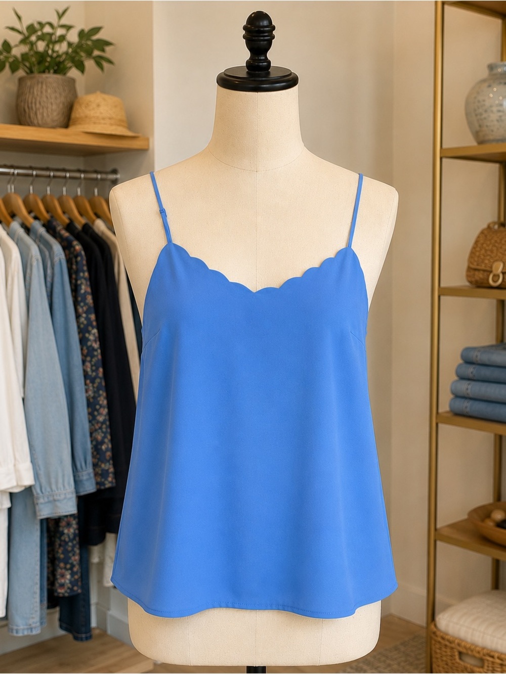 J.Crew Scalloped Cami Tank Top – Size 2 – Light Blue
